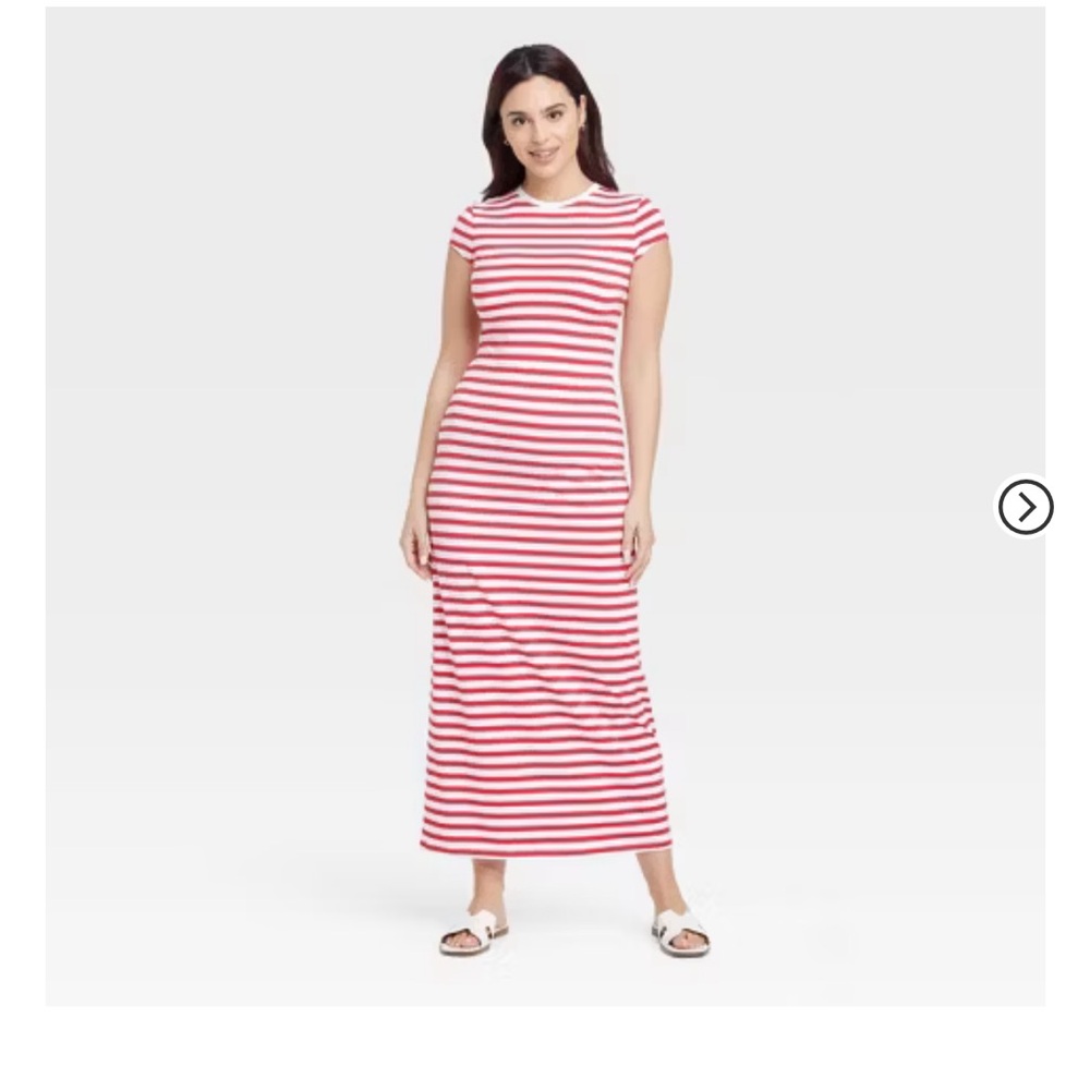 Red and White Striped Maxi Dress